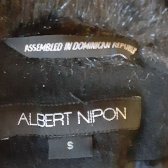 Albert Nipon size small long wool coat faux fur trimmed / - Picture 9 of 12